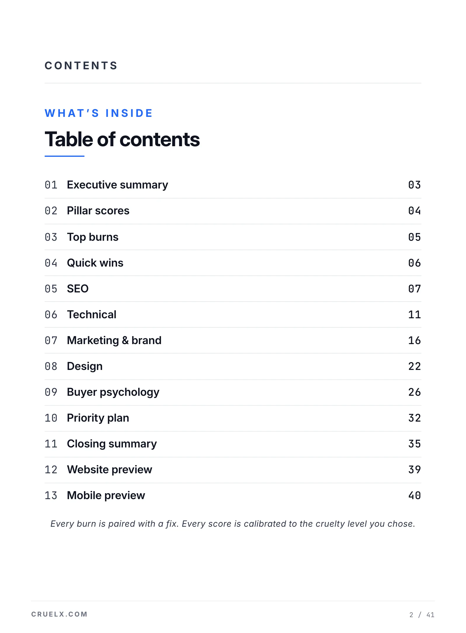 Vision Wave Tech report: table of contents page
